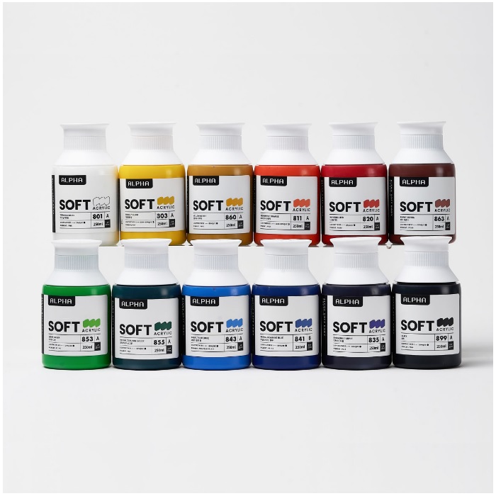 알파 소프트바디 아크릴물감 250ml 12색 세트/3종 50,000원