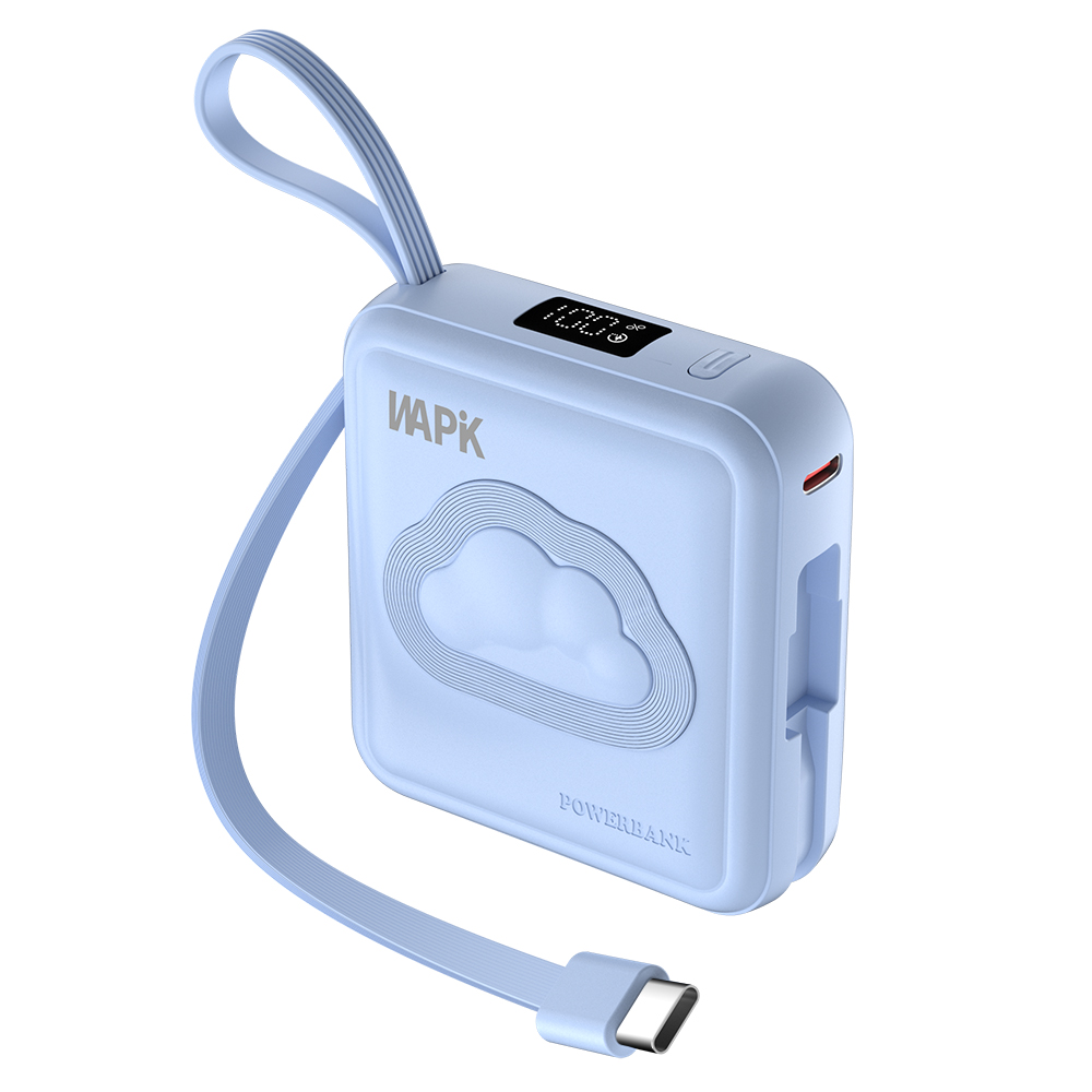 WAPIK 고속충전 일체형 미니 보조배터리 M2 C타입 잔량표시 10000mAh 22.5W, 블루, M2 39,900원