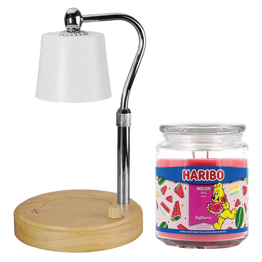 하리보캔들 라지자 캔들 + 빛높이조절 우드 감성 캔들워머 세트, 화이트(캔들워머), 멜론믹스 53,500원