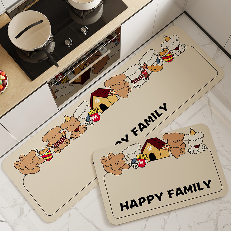 탑이지몰 미끄럼방지 규조토 욕실 주방 발매트 2종세트, 해피 패밀리 19,400원