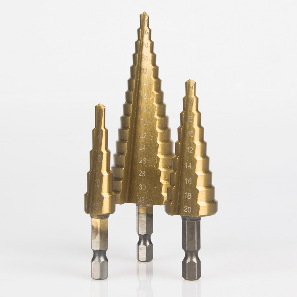 더블헥사곤 티타늄 코팅 스텝드릴 3종세트 스탭, 1세트 7,500원