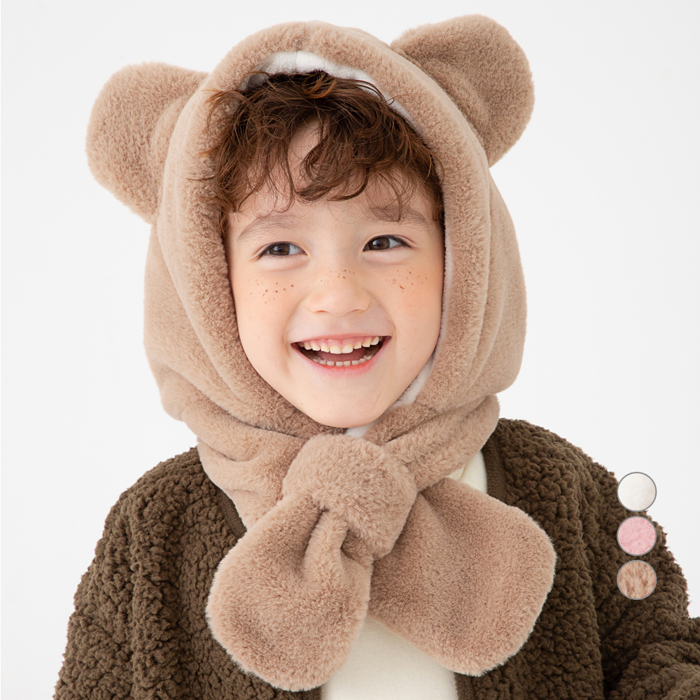 롤리트리 아동용 따뜻 곰돌이 털 모자 머플러 9,290원
