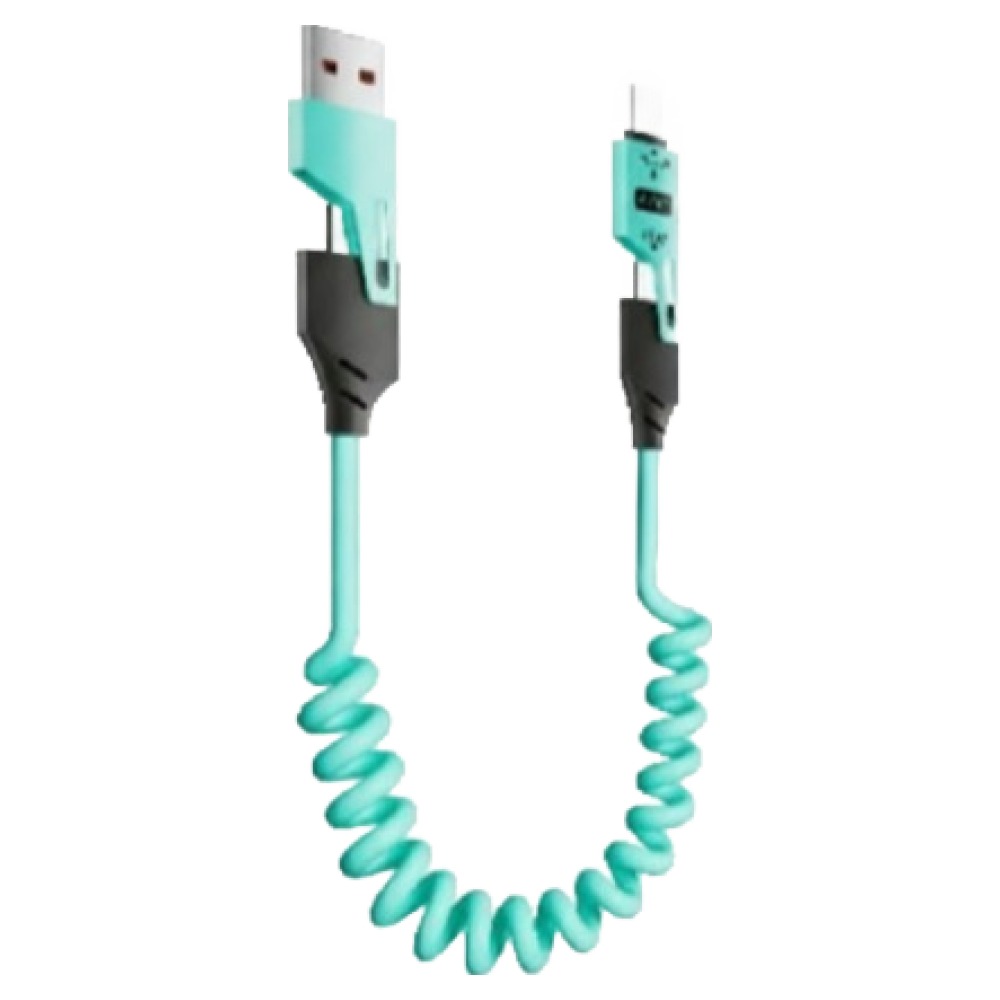 코슬라 65W+27W PD 4 in 1 차량용 스프링 충전 데이터 케이블, 블루, 1개, 1.5m 7,900원