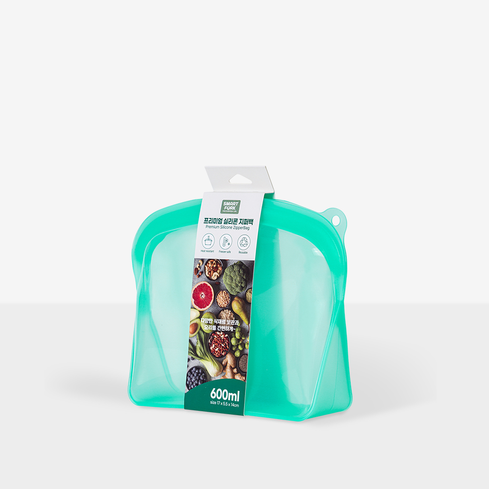 [스마트포크] 실리콘지퍼백 푸드백 1P 다회용 밀폐 보관용기 전자렌지용 5,900원