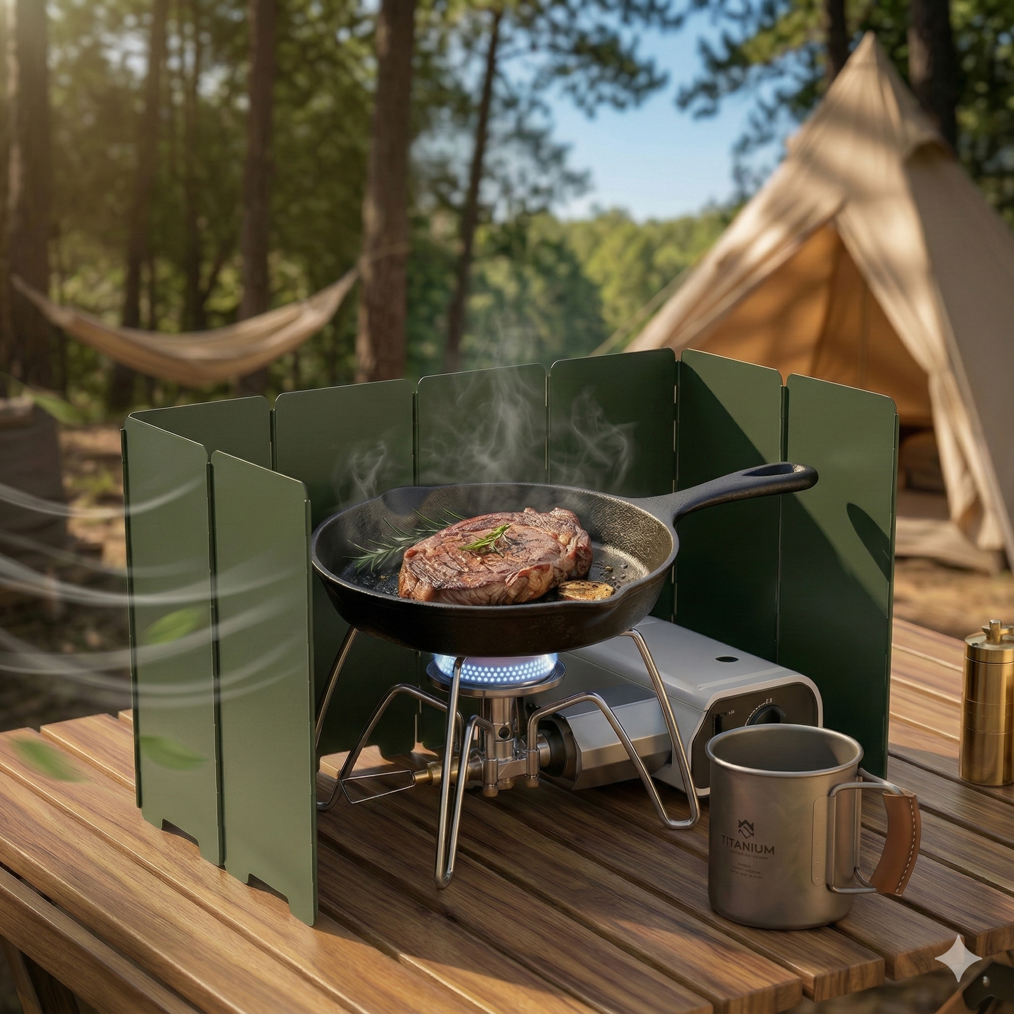 더웅 다각설치 접이식 버너 바람막이 + 파우치 세트, 1세트, 그린 13,100원