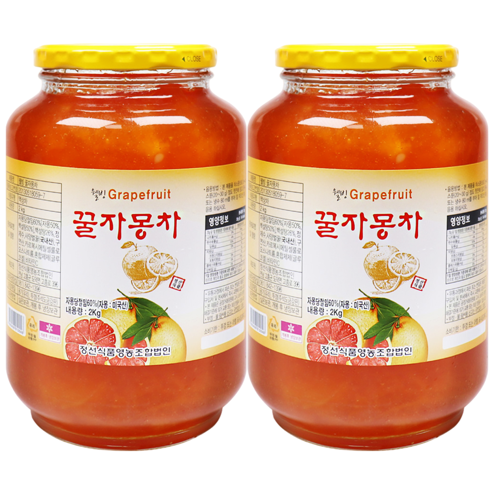 자연톡 고흥 웰빙 꿀 자몽차 과일 청 액상차, 1개, 2개입, 2kg 29,500원