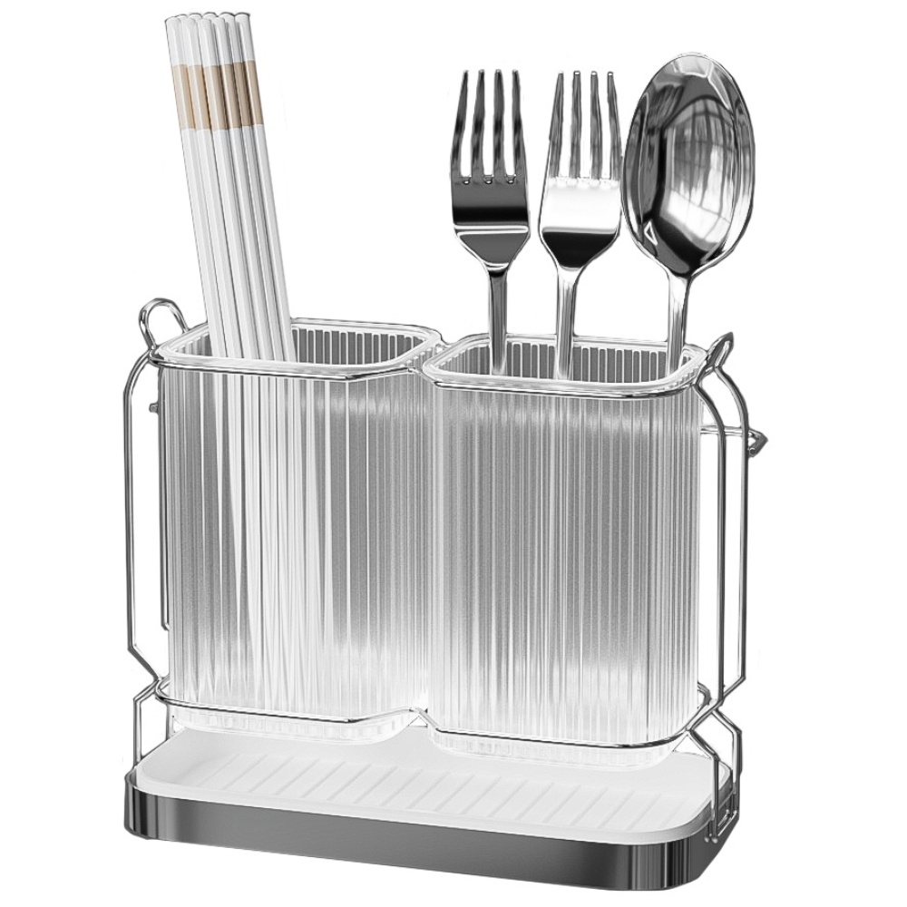 오라플 부착식 모던 물빠짐 수저통 2구, 1개, 투명 10,900원