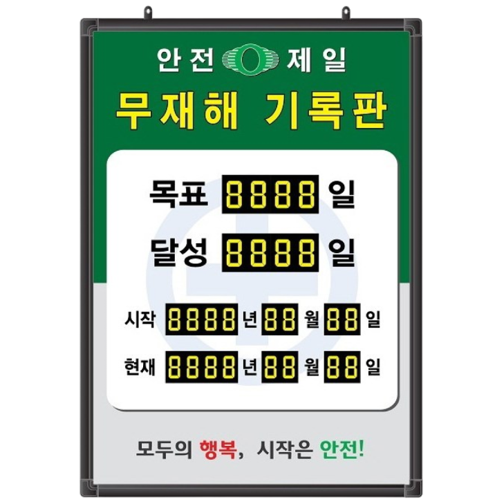 무재해기록판(넘버링 돌출형) 모델 59NB-A68 (수동식 숫자 돌림판), 규격 : 가로500X세로700X뚜께15(mm) 198,000원