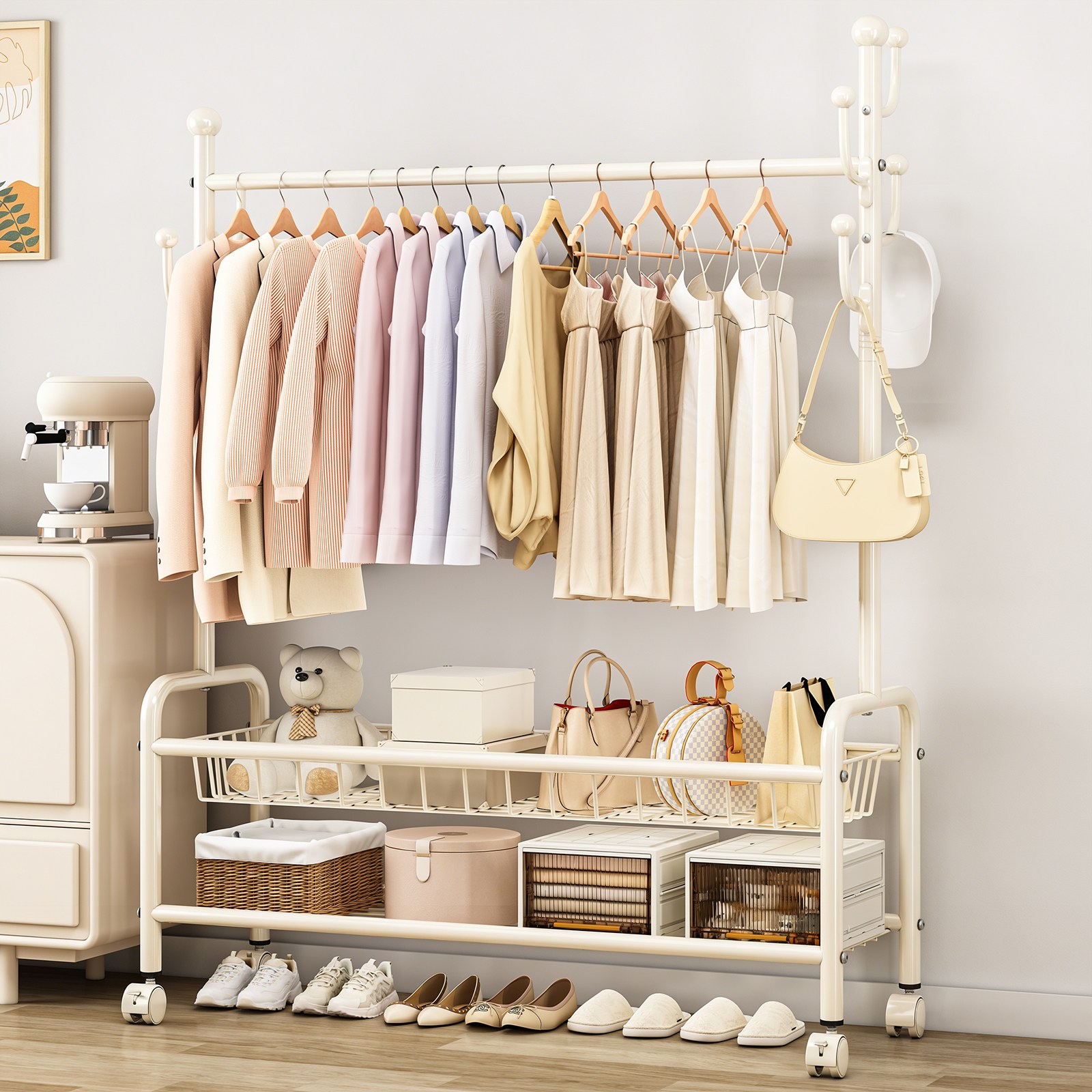 kipnos 행거 이동식행거 스탠드 옷걸이행거 이동식 튼튼한행거 스탠드행거 철제 다용도, 화이트 45,610원