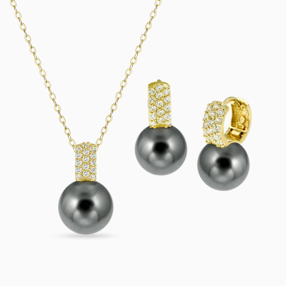 에버링 18K 한마음 흑진주 3종 세트 그레이스펄 10mm(금+금+금)_SPHL8723 Gold Earrings & Necklace Pearl Gift 1,790,000원
