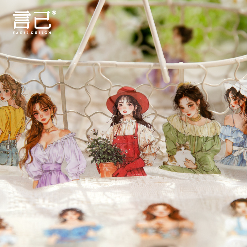 올리브파티 플로잉라이프 시리즈 소녀 인물 빈티지 다꾸 감성 스티커북 세트 14,500원