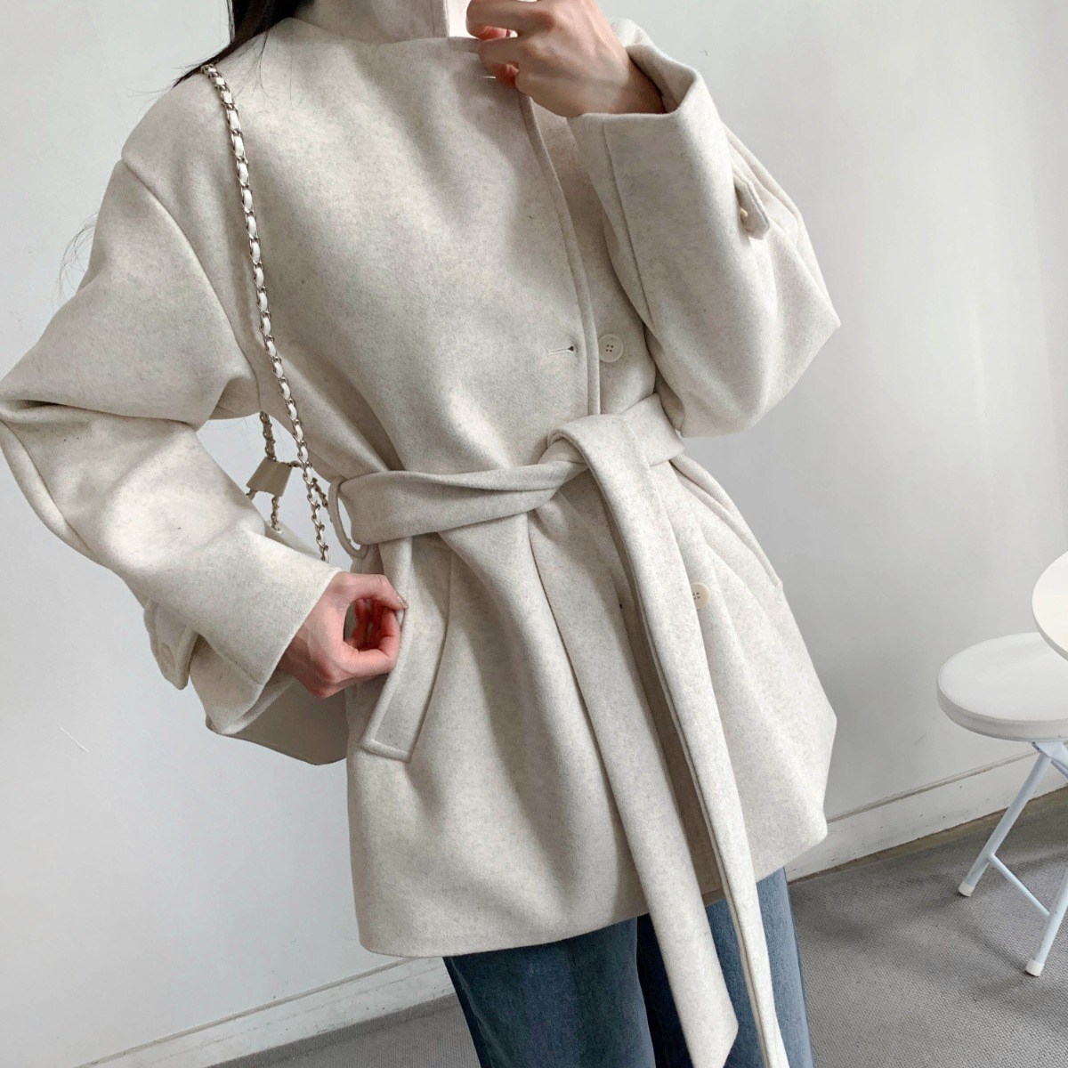 [마켓제이MARKETJ] 안감누빔 매듭 하프코트(3col) 58,900원