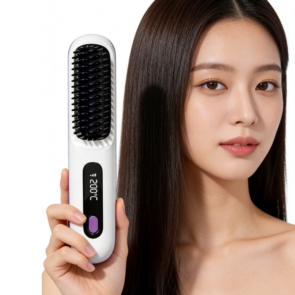 하루꿈 무선 빗 고데기 휴대용 브러쉬 스타일러 3단계 온도조절 USB 충전식 매직기 24,800원