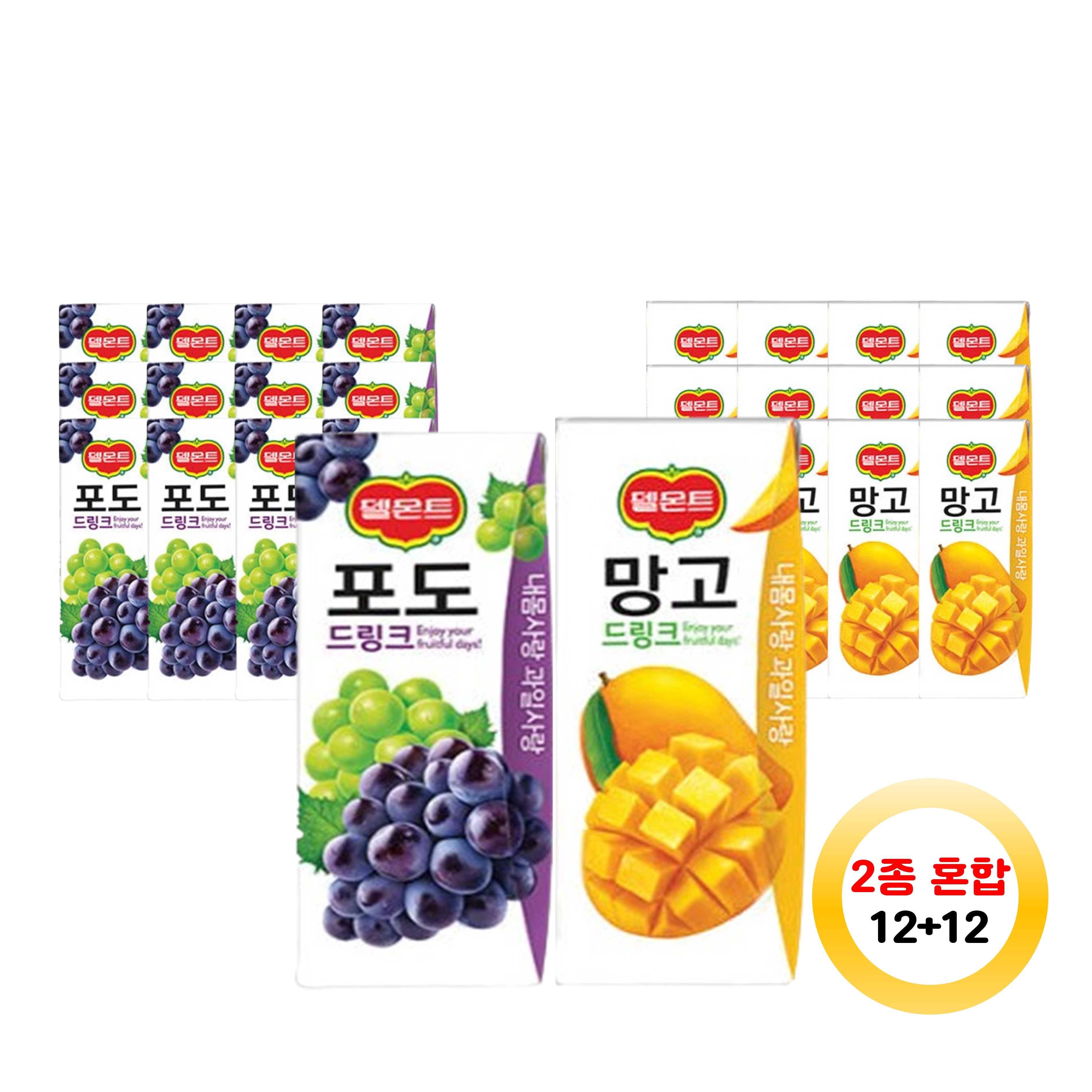 델몬트드링크 190ml 포도12+망고12 총 24개 11,900원