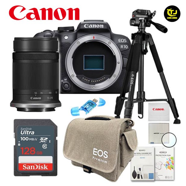 캐논 정품 EOS R10+RF-S 55-210mm F5-7.1 IS STM KIT / 프리미엄 삼각대 패키지 8종세트 / 128GB / TJ 1,790,000원