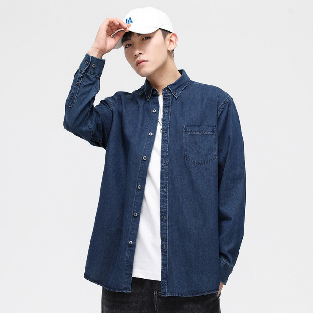 웨일쓰 남성 캐주얼 심플 청남방 트렌디 데일리룩 긴팔 데님 셔츠 29,800원