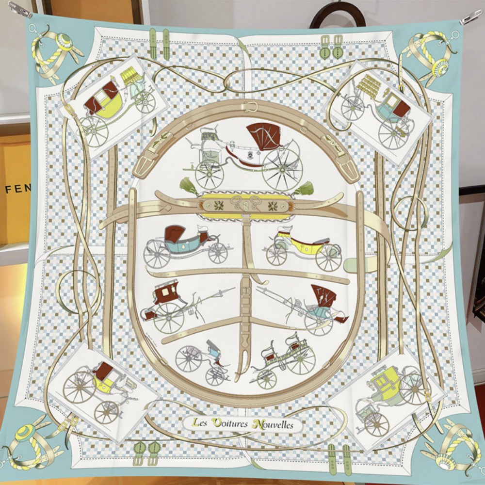 루비앤 르베르 마차 패턴 고급 실크100% 스카프 럭셔리 화사한 사각 간절기 스카프 26,000원