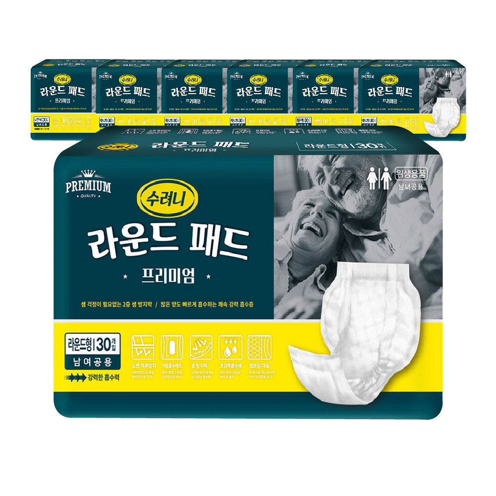 수려니 프리미엄 라운드패드 성인용 속기저귀, FREE(onesize), 30매입, 7개 47,000원