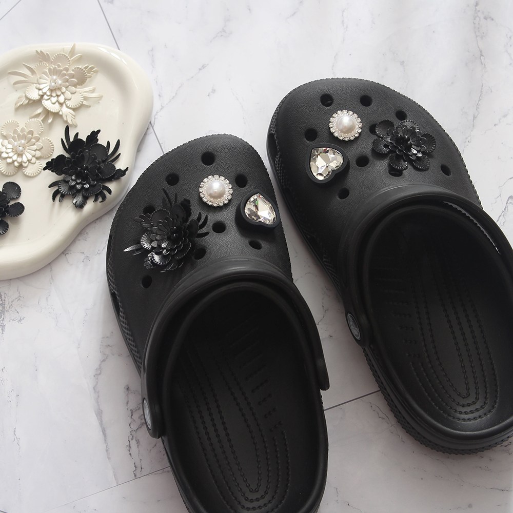 OK신꾸 플라워 슈참 블랙 6P세트 슬리퍼 실내화 신발 꾸미기 악세사리 파츠 14,900원