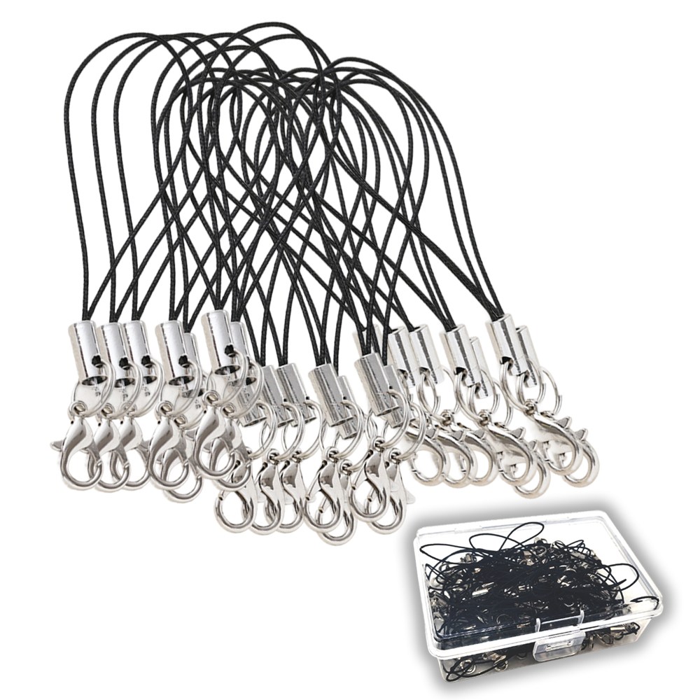 핸드폰 줄 고리 스트랩 키링, 100개, 블랙세트 8,790원