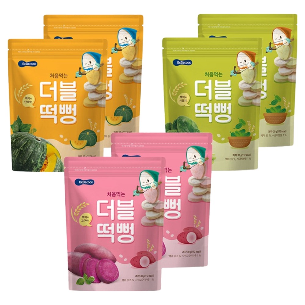 베베쿡 처음먹는 더블떡뻥 백미와 고구마 30g 2p + 시금치 30g 2p + 단호박 30g 2p 14,000원