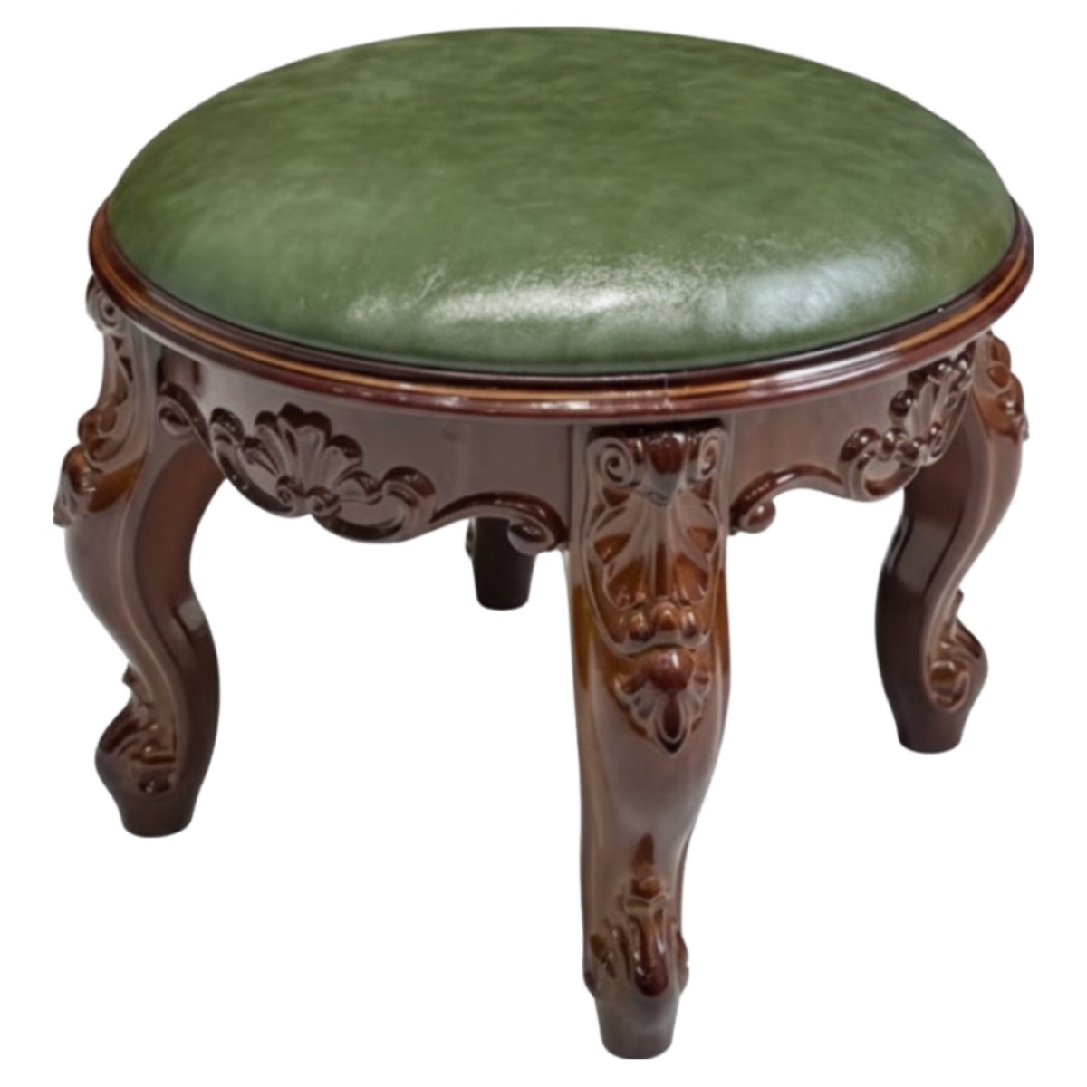 투윅스 엔틱 스툴 보조 화장대 의자 간이 인테리어 빈티지 소품, 원형 가죽 그린, 1개 33,100원