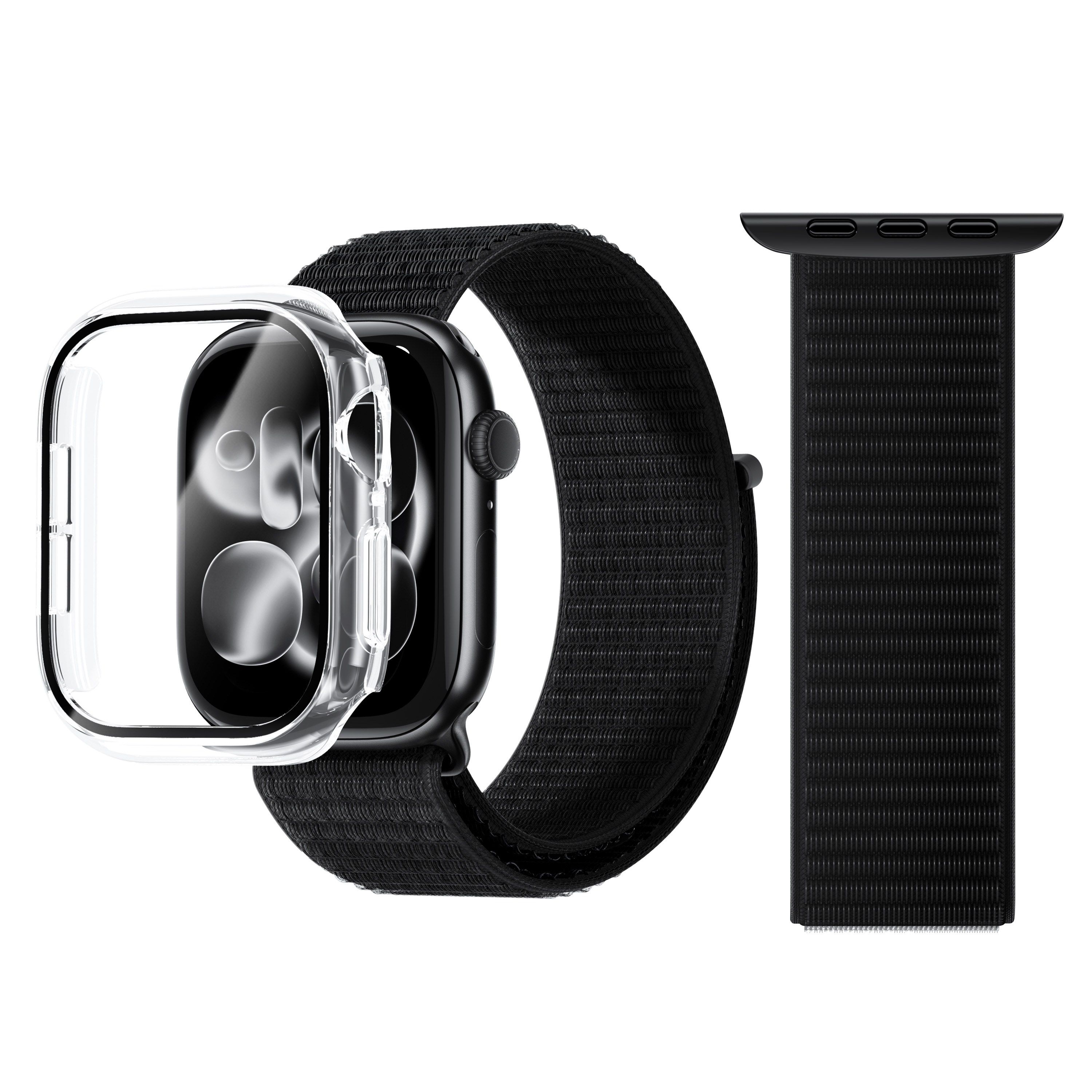 AITEWO 애플워치 호환 나일론 벨크로핏 스트랩 밴드 일체형 액정보호 케이스 세트 19,900원