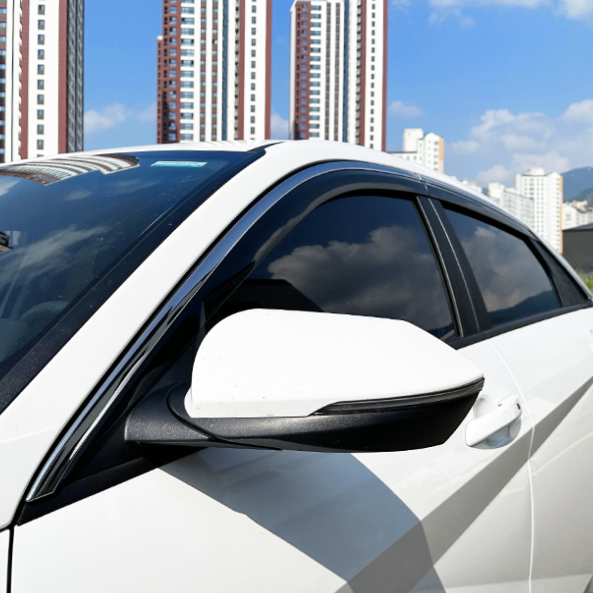 뭉구카 AC 더 뉴 아반떼 블랙 다이아몬드 도어 썬바이져 자동차 햇빛가리개 차량 빗물받이 크롬 블랙 투톤 스모그 선바이저 6pcs B480 2023~, 블랙, 현대 더뉴 아반떼 98,800원