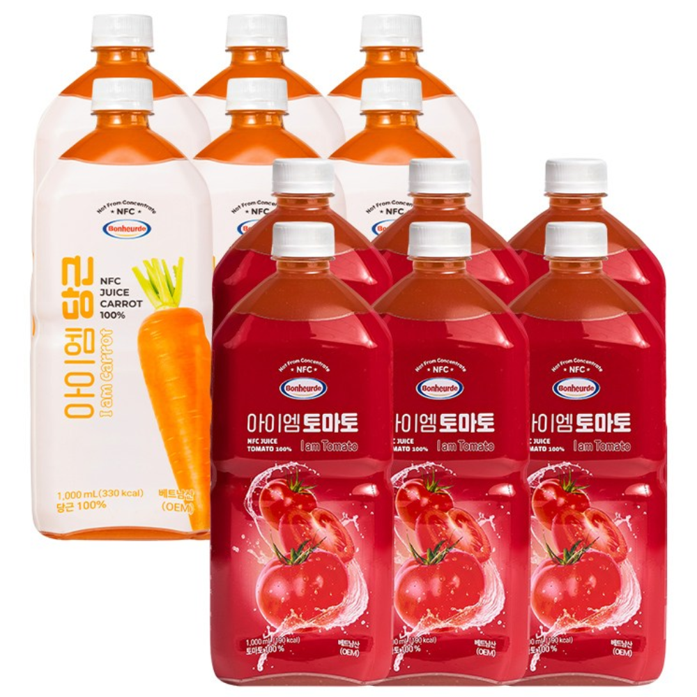 보넬드 아이엠 당근주스 6병 + 토마토주스 6병, 12개, 1L 90,900원