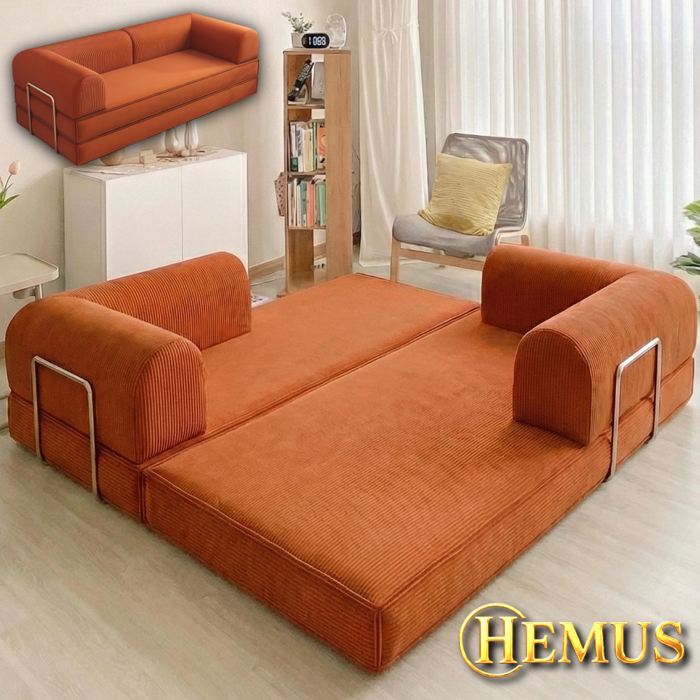 HEMUS 정품 3인 접이식 2인 코듀로이 압축 소파베드 2인용 베드 쇼파 대형 거실 저상형 침대, HM크림 269,400원