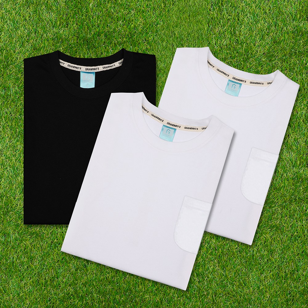 그랜피니 프리미엄 남여공용 베이직 라운드 무지 포켓 반팔 티셔츠 3PACK 세트 GFBTS 38,900원