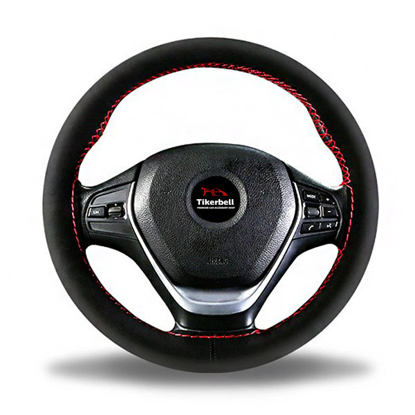 TKB 자동차 바느질 DIY 핸들커버, 소가죽 무공 블랙-레드라인 10,900원