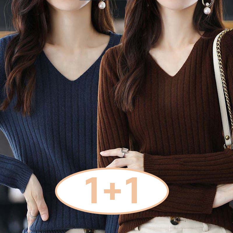 TIMEPURE 여성  브이넥 니트 얇은 풀오버 봄 가을 레이어드 니트 티셔츠 세로 줄무늬 캐주얼 데일리록 베이직 긴팔 이너 스웨터 24,800원