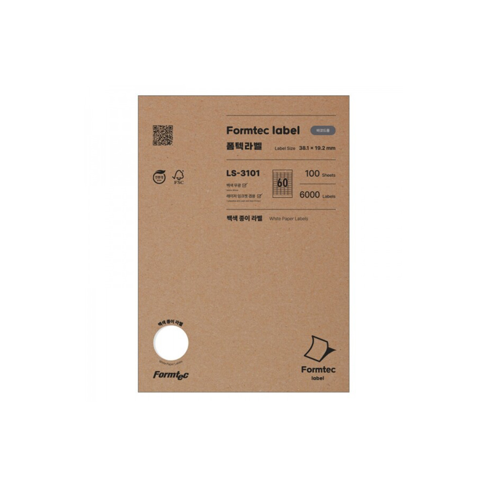 폼텍 바코드용라벨 LS_3101_60칸_100매, 1팩, 60칸 20,200원