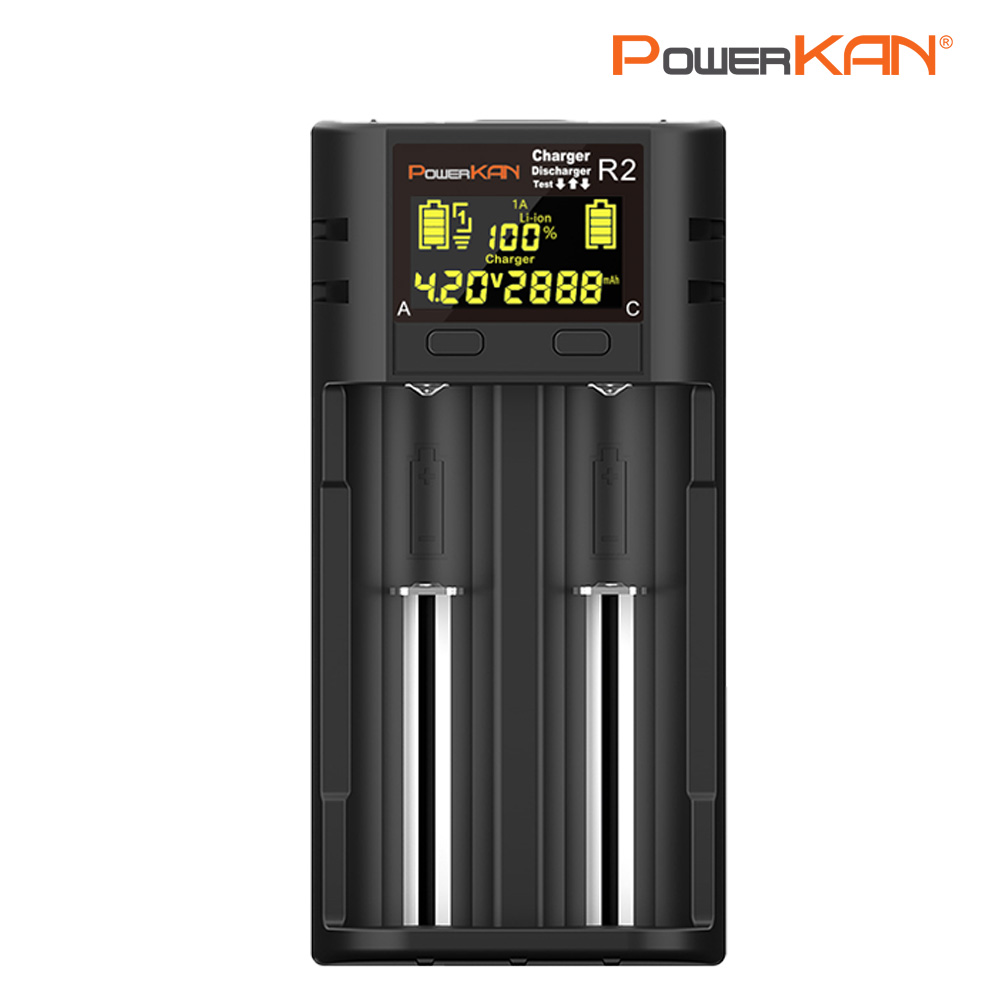 POWERKAN 고속충전기 건전지용량체크 LCD 만능 배터리 충전기 3.7V리튬이온 1.2V니켈수소 R2 배터리 충전기 18650 AA AAA 26650 과충전방지 파워칸, 1개 18,800원
