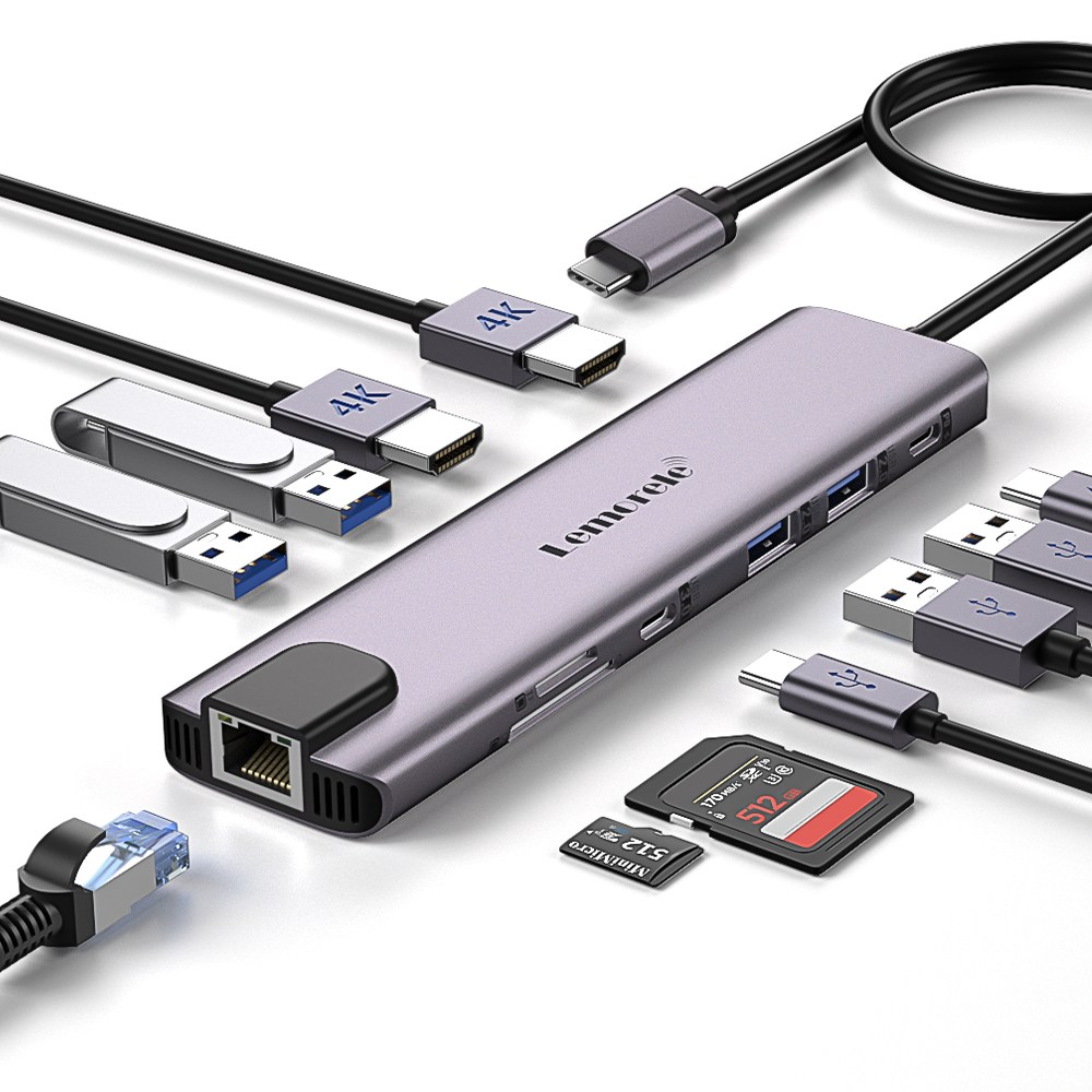 Lemorele 11in1 USB-C 허브 4K HDMI 100W PD 기가비트 랜 SD/TF 멀티 어댑터, 1개, TC65 48,990원