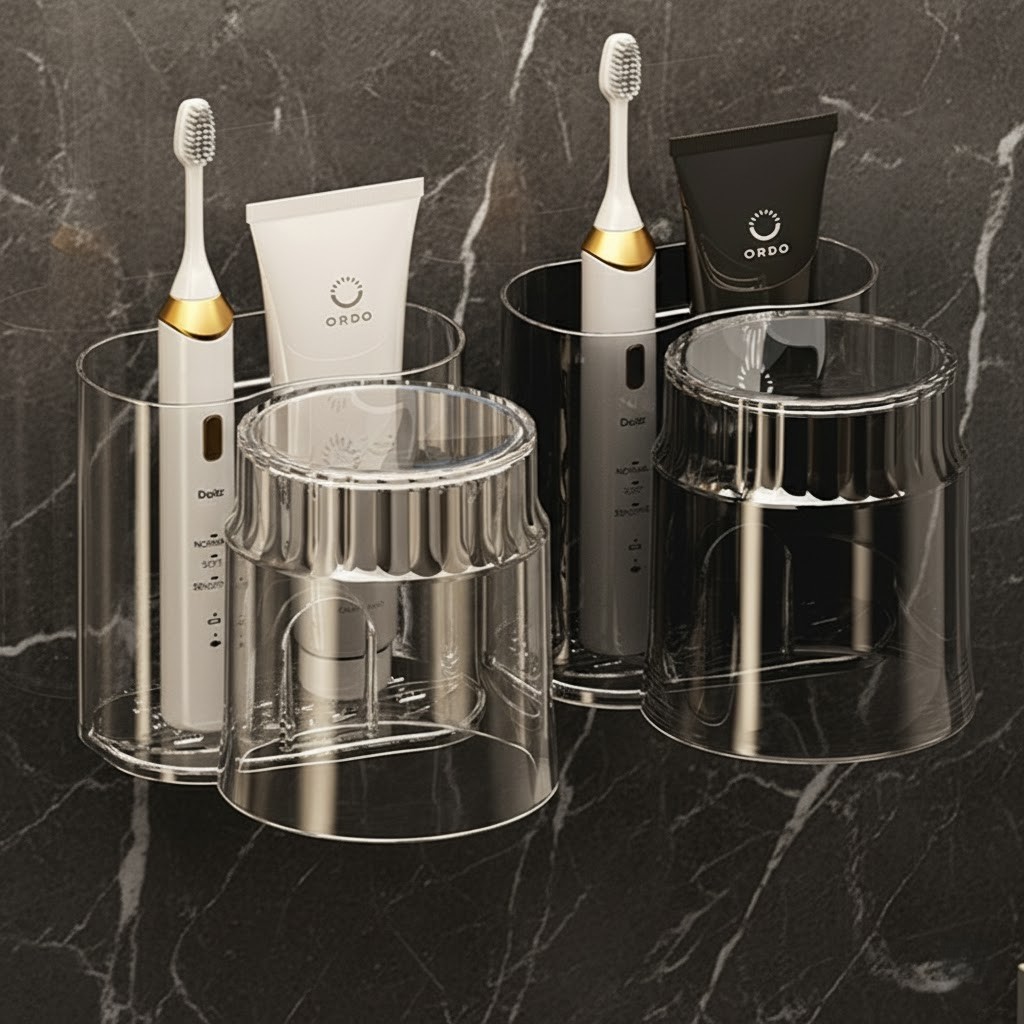 하임리프 무타공 강력접착 양치컵 칫솔 거치대, 2개입 1세트, 화이트+블랙 14,000원