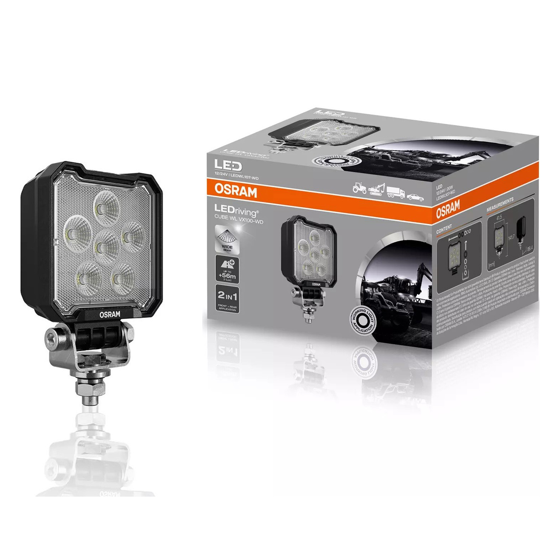 오스람 차량용 12V 24V LED 써치라이트 작업등 사각 확산형 LEDWL107-WD, 1개 63,000원