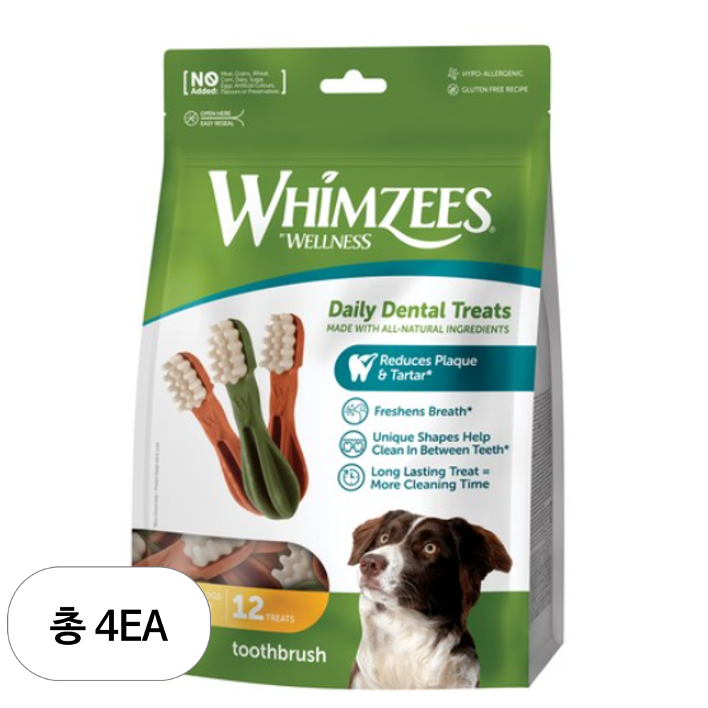 웰니스윔지스 강아지 밸류백 덴탈껌, 칫솔 M, 360g, 4개 66,740원