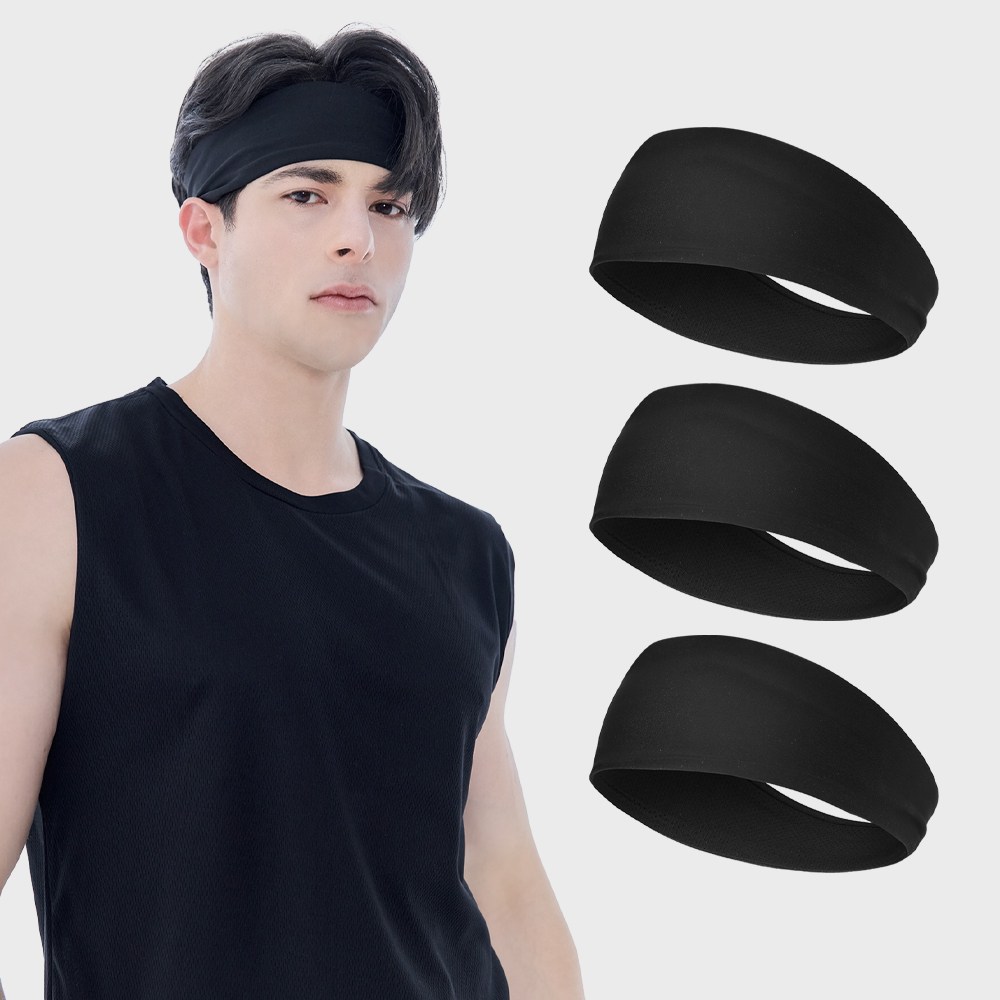 ZK 남녀공용 땀 흡수 스포츠 쿨 헤어밴드 3매세트, 블랙, 3개 8,300원