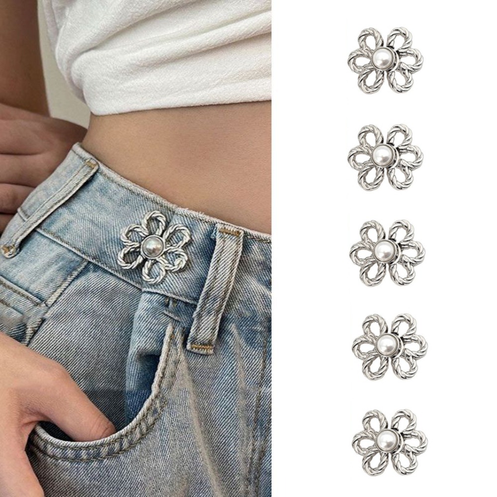 바지 허리조절 클립 꽃 조절핀 요술 단추 5개세트, 실버×5개 11,640원