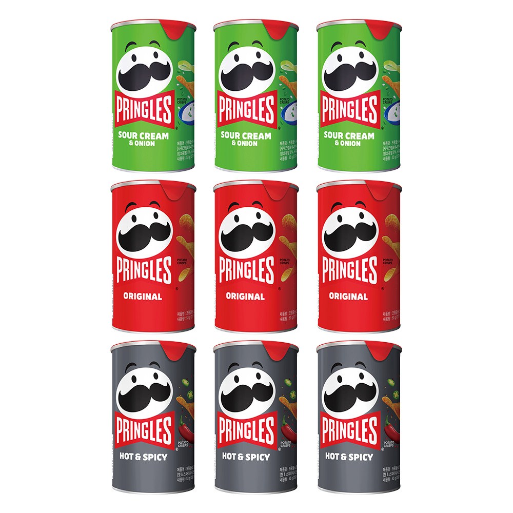 프링글스 53g*3종(오리지날53g*3+양파맛53g*3+매운맛53g*3) 9,990원