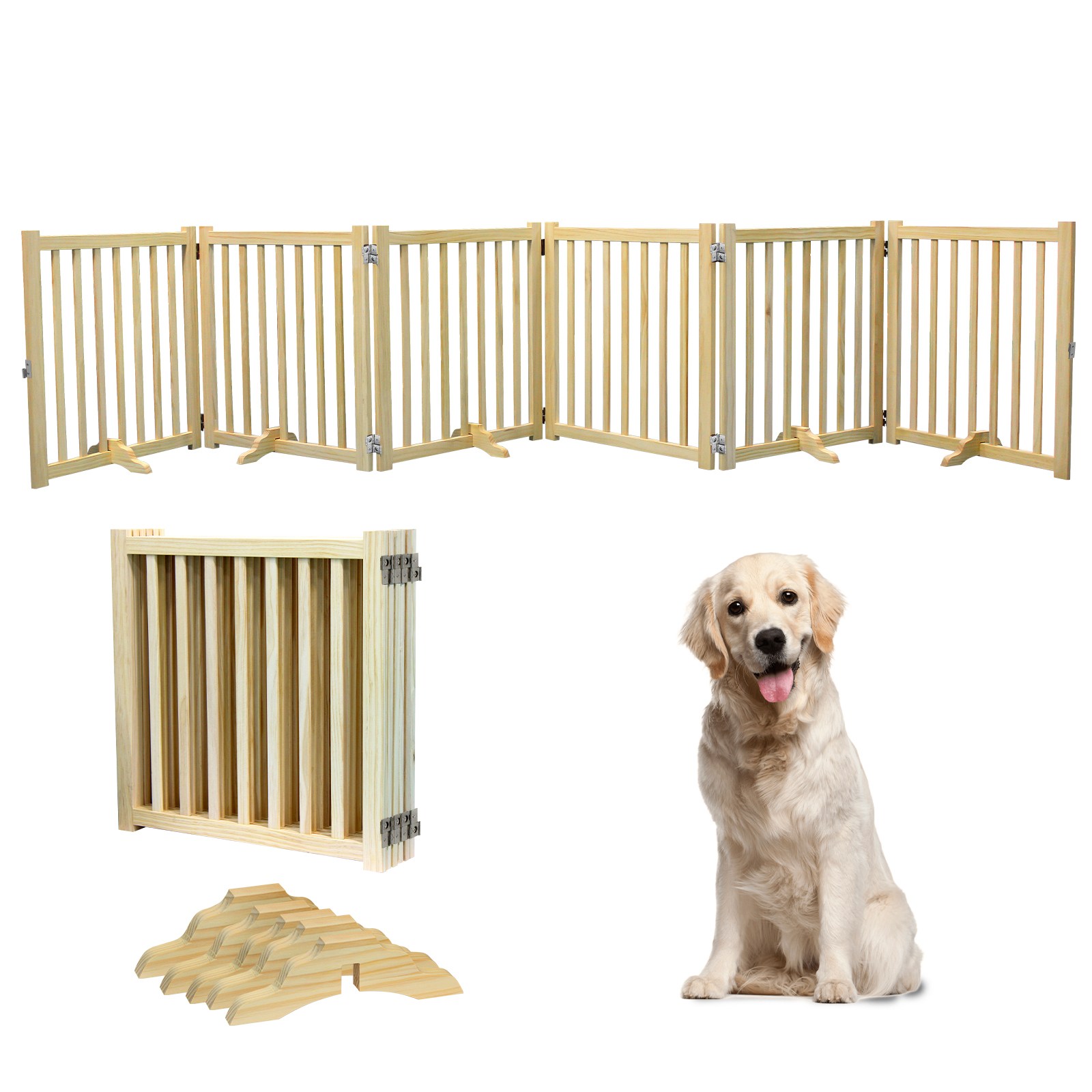 공간 절약형 심플하고 스타일리시목제 펫 게이트 애완 동물 안전 울타리 강아지 안전문 울타리, 1개, 나무의 색 180,000원