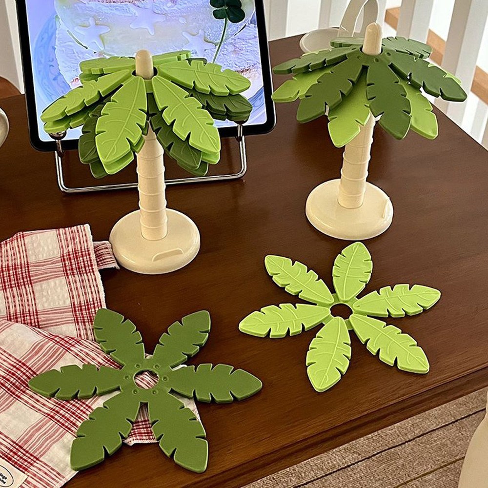 트로피컬 야자수 분리형 실리콘 냄비받침대 인테리어 컵받침 귀여운 나무 트리모양 집들이 선물 10,800원