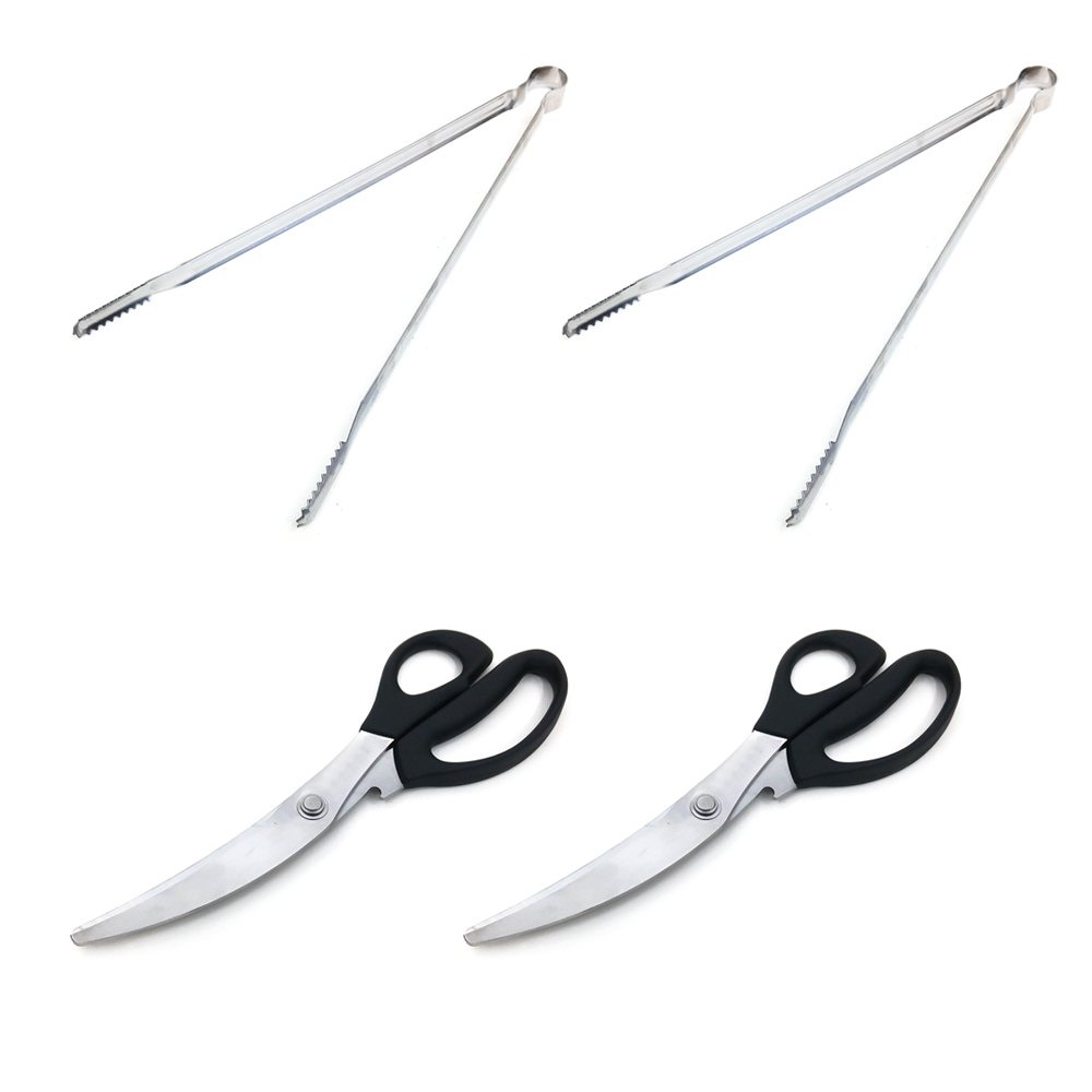 코코렉스 악어 스텐 캠핑 바베큐 숯 집게 특대 40cm 2p + 고급 주방 고기 바나나 가위 2p 세트 14,160원