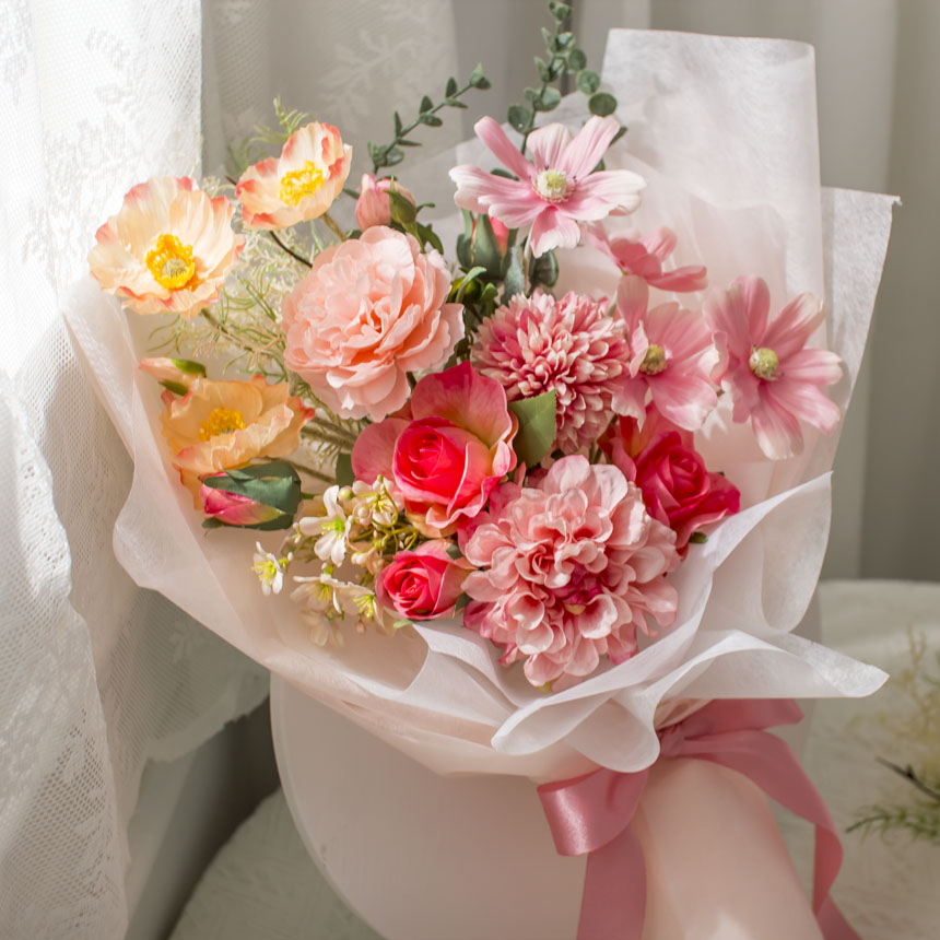 입학식 졸업식 핑크 풍성한 축하 조화 꽃다발 29,800원