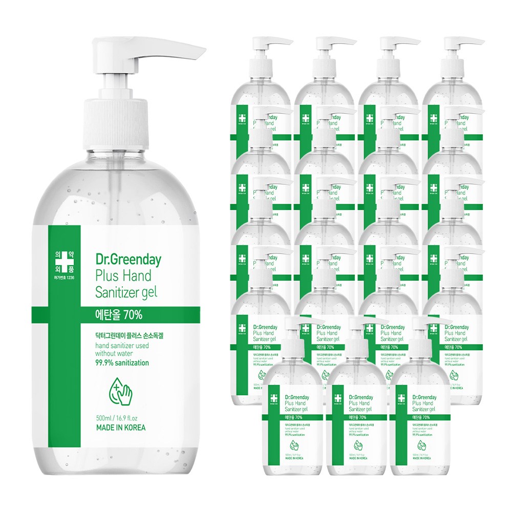 식약처인증 FDA승인 닥터그린데이 플러스 젤타입 손소독제 500ml X 20개 의약외품 에탄올 70%, 500ml, 20개 80,010원
