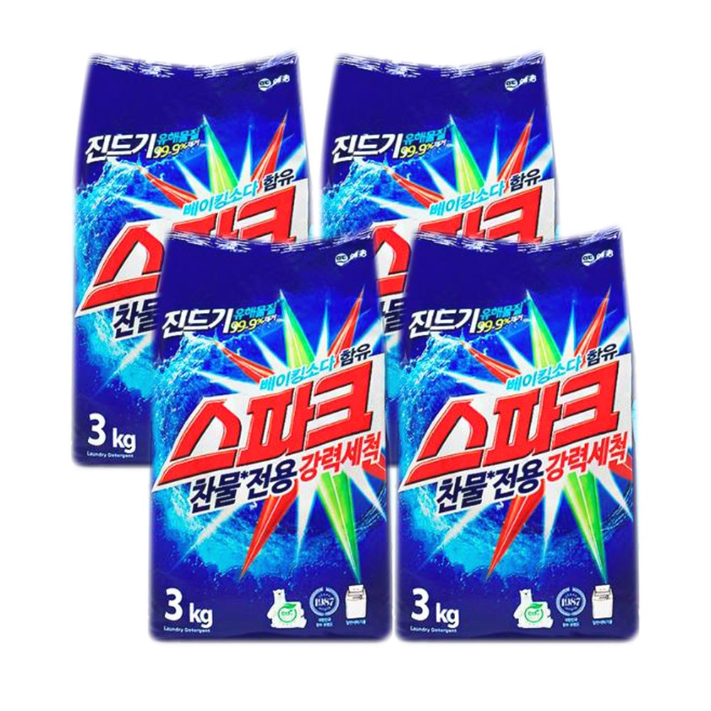 온마음샵 스파크 가루 분말 세탁세제 일반드럼겸용, 3kg, 4개 22,990원