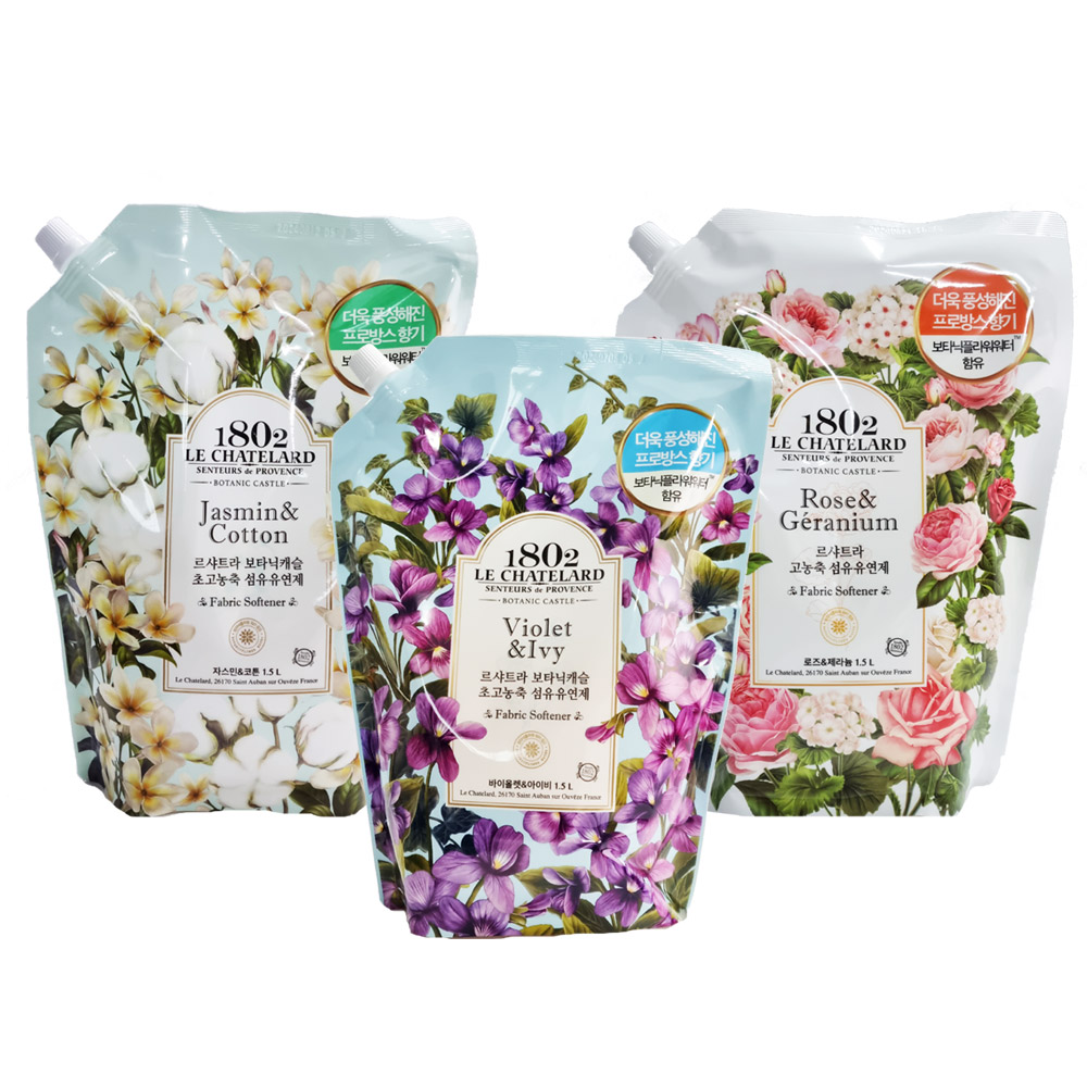 르샤트라 섬유유연제 보타닉캐슬 로즈+자스민+바이올렛 1.5L 3종세트 16,900원