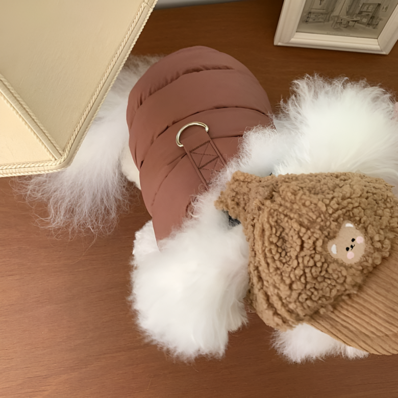 강아지털패딩 겨울털옷 반려동물 털패딩조끼 소형견 중형견 애견옷, 1개, 브라운 9,900원